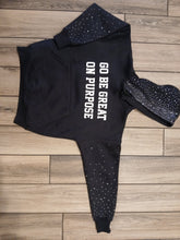 Load image into Gallery viewer, Go Be Great On Purpose Black Rhinestone Hoodie