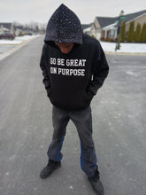 Load image into Gallery viewer, Go Be Great On Purpose Black Rhinestone Hoodie