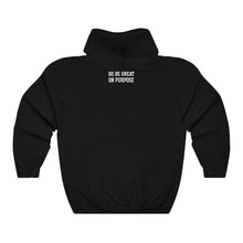 Load image into Gallery viewer, Unisex Heavy Blend"Go Be Great On Purpose"™ Black Hooded Sweatshirt