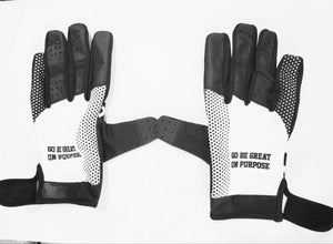 "Go Be Great On Purpose" Football Gloves White w/Black