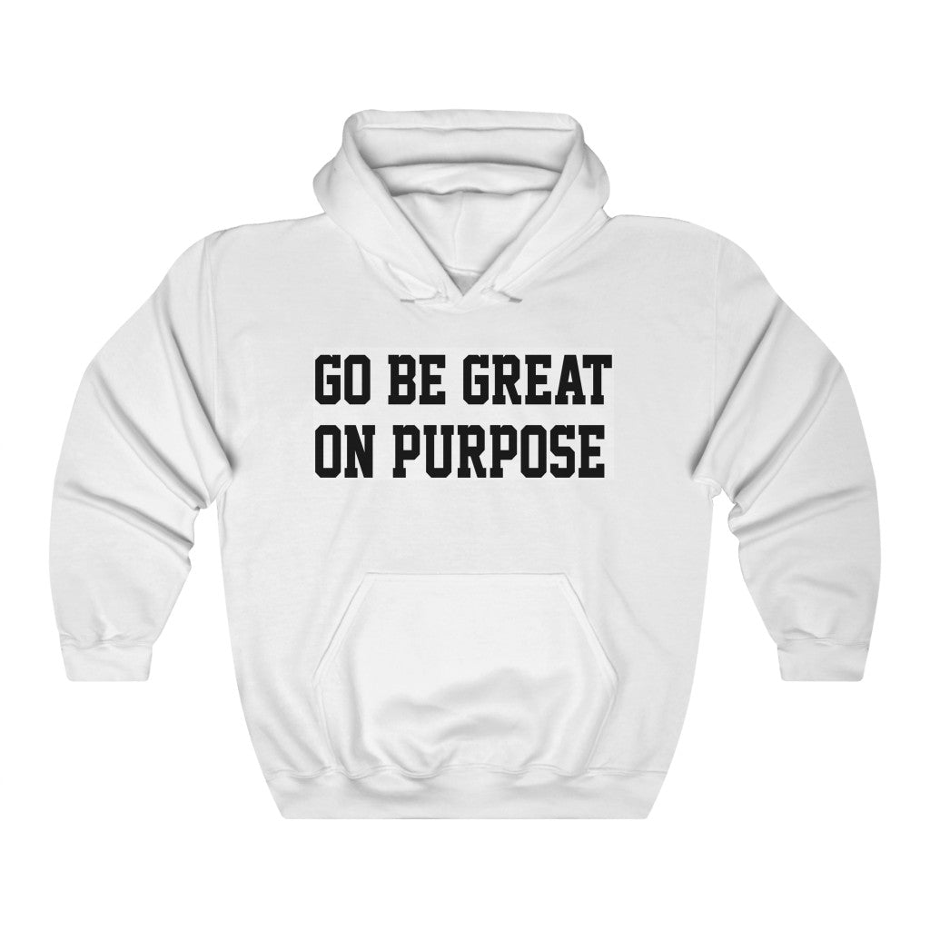 Solrig Dømme tung Unisex Heavy Blend "Go Be Great On Purpose"™ White Hooded Sweatshirt –  GoBeGreatOnPurpose