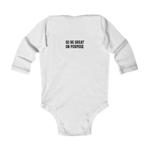 Load image into Gallery viewer, &quot;Go Be Great On Purpose&quot; Classic Infant Long Sleeve Bodysuit White
