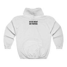 Load image into Gallery viewer, Unisex Heavy Blend &quot;Go Be Great On Purpose&quot;™ White Hooded Sweatshirt
